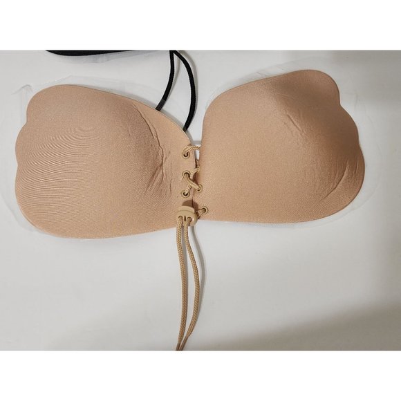 Lot Of 2 Gaibest Self Adhesive Strapless Backless Invisible Bra Sz D Beige Black - Picture 3 of 9